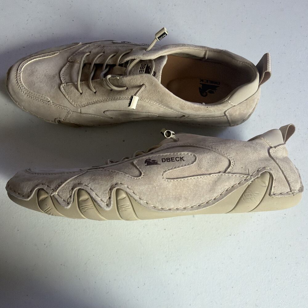 Dbeck AirWalker Comfortable Flexible Beige Leather Walking Shoes Women 10.5 44